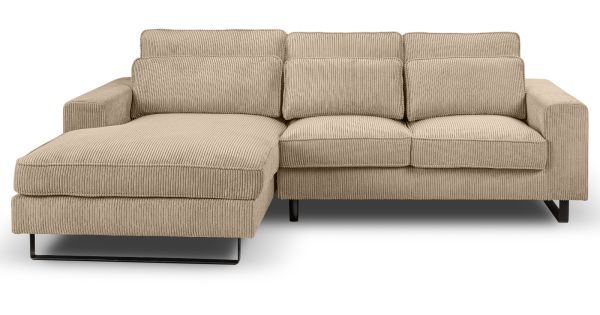 Sofa Valero in beige Cord Ecksofa 4-Sitzer 276 x 183 cm