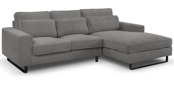 Sofa Valero in grau Cord Ecksofa 4-Sitzer 276 x 183 cm
