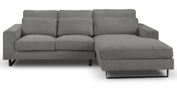 Sofa Valero in grau Cord Ecksofa 4-Sitzer 276 x 183 cm
