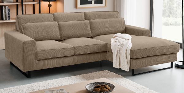Sofa Valero in braun-beige Cord Ecksofa 4-Sitzer 276 x 183 cm