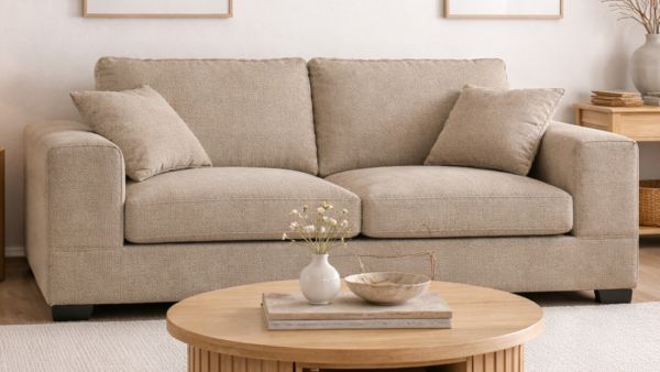 Sofa Novana in beige Strukturstoff 2-Sitzer 182 cm