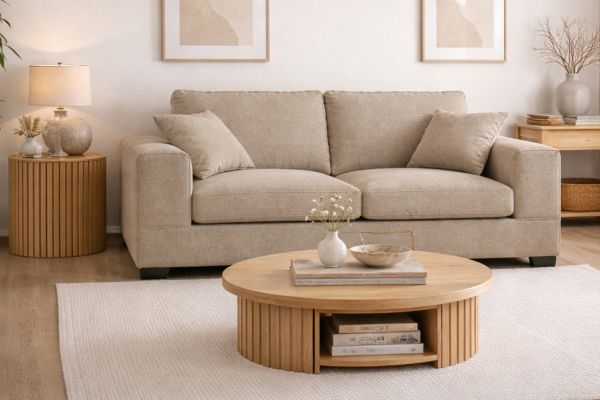 Sofa Novana in beige Strukturstoff 2-Sitzer 182 cm