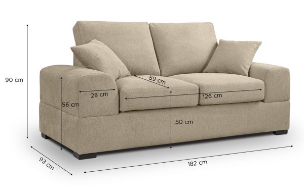 Sofa Novana in beige Strukturstoff 2-Sitzer 182 cm