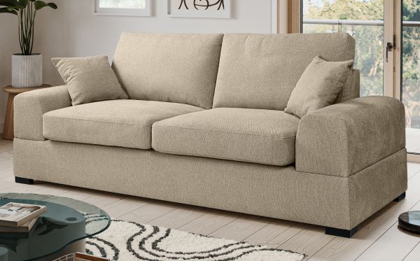 Sofa Novana in beige Strukturstoff 3-Sitzer 221 cm