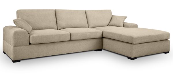 Sofa Novana in beige Strukturstoff Ecksofa 5-Sitzer 308 x 186 cm