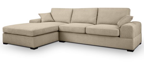 Sofa Novana in beige Strukturstoff Ecksofa 5-Sitzer 308 x 186 cm