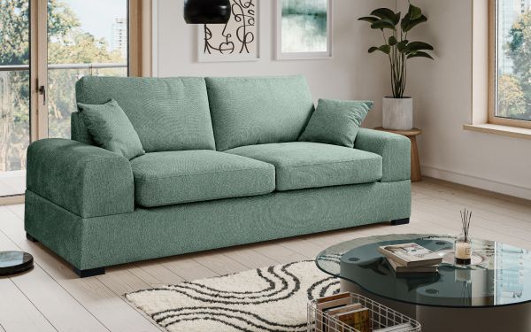 Sofa Novana in petrol Strukturstoff 3-Sitzer 221 cm