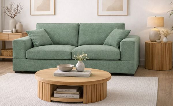 Sofa Novana in petrol Strukturstoff 3-Sitzer 221 cm