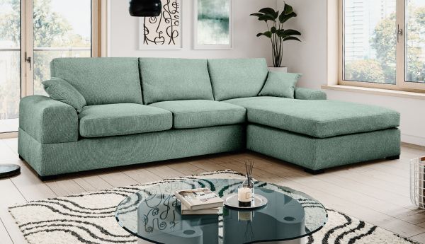 Sofa Novana in petrol Strukturstoff Ecksofa 5-Sitzer 308 x 186 cm