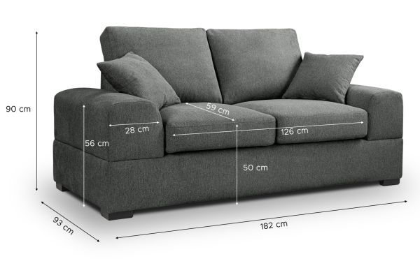 Sofa Novana in grau Strukturstoff 2-Sitzer 182 cm