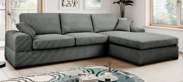 Sofa Novana in grau Strukturstoff Ecksofa 5-Sitzer 308 x 186 cm