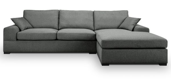 Sofa Novana in grau Strukturstoff Ecksofa 5-Sitzer 308 x 186 cm