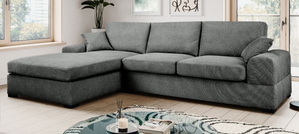 Sofa Novana in grau Strukturstoff Ecksofa 5-Sitzer 308 x 186 cm