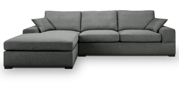 Sofa Novana in grau Strukturstoff Ecksofa 5-Sitzer 308 x 186 cm