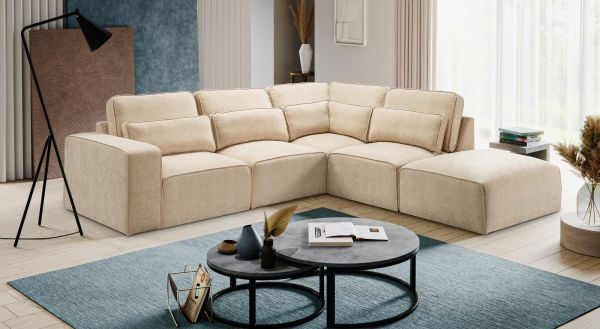 Sofa Pargola in beige Webstoff Ecksofa 4-Sitzer 305 x 281 cm