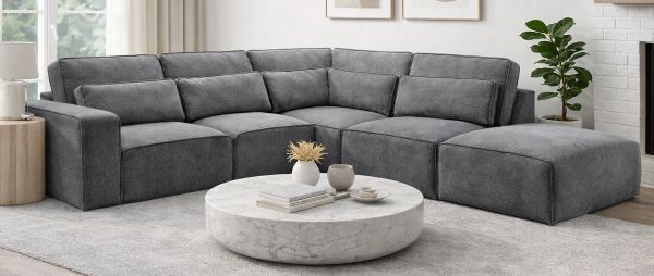 Sofa Pargola in grau Webstoff Ecksofa 4-Sitzer 305 x 281 cm