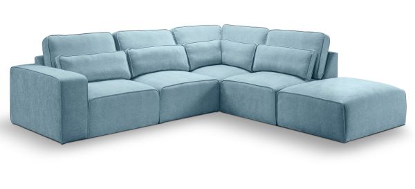 Sofa Pargola in hellblau Webstoff Ecksofa 4-Sitzer 305 x 281 cm