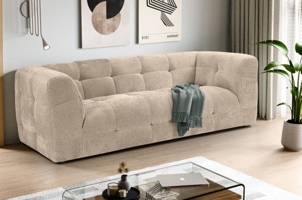 Sofa Astaro in beige Strukturstoff 2,5-Sitzer 217 cm