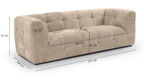 Sofa Astaro in beige Strukturstoff 2,5-Sitzer 217 cm