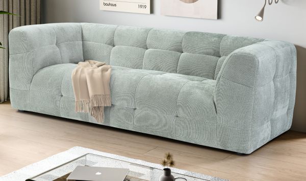 Sofa Astaro in mintblau Strukturstoff 2,5-Sitzer 217 cm