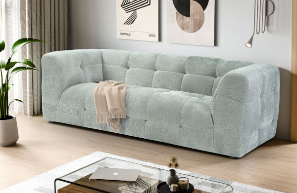 Sofa Astaro in mintblau Strukturstoff 2,5-Sitzer 217 cm