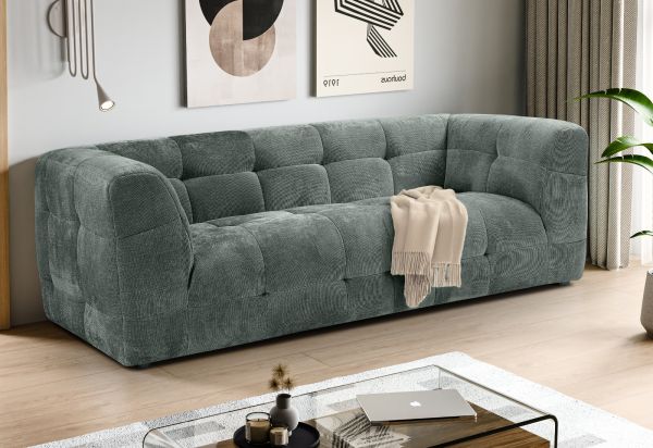 Sofa Astaro in petrol Strukturstoff 2,5-Sitzer 217 cm