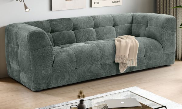 Sofa Astaro in petrol Strukturstoff 2,5-Sitzer 217 cm