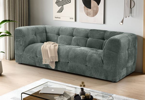 Sofa Astaro in petrol Strukturstoff 2,5-Sitzer 217 cm