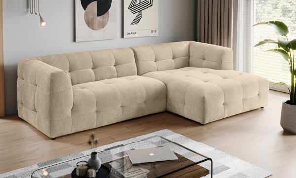 Sofa Astaro in beige Webstoff Ecksofa 5-Sitzer 292 x 161 cm