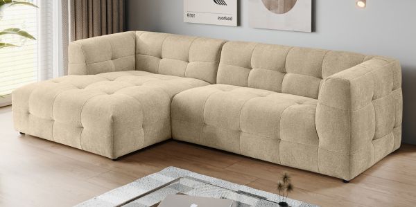 Sofa Astaro in beige Webstoff Ecksofa 5-Sitzer 292 x 161 cm