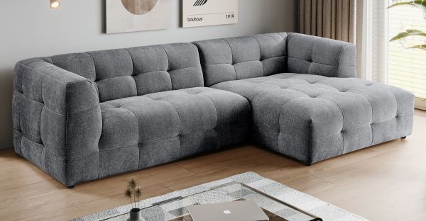 Sofa Astaro in grau Webstoff Ecksofa 5-Sitzer 292 x 161 cm