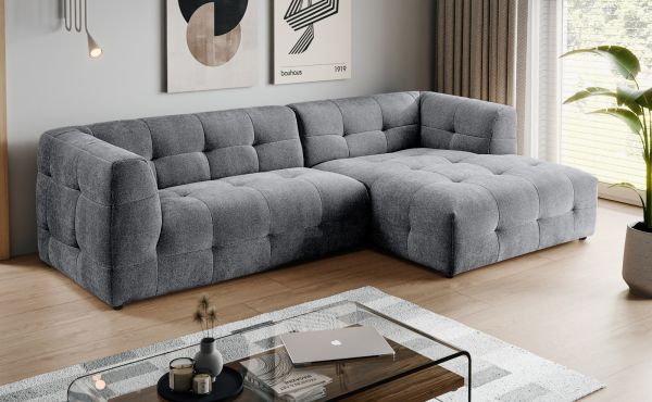 Sofa Astaro in grau Webstoff Ecksofa 5-Sitzer 292 x 161 cm