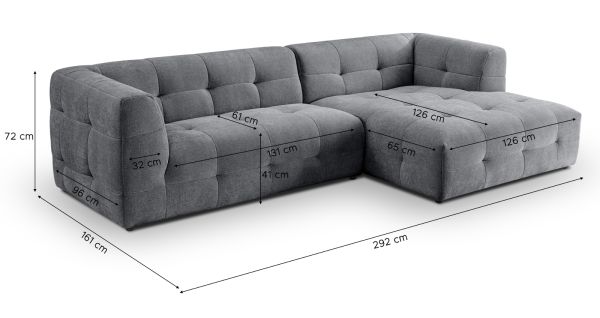 Sofa Astaro in grau Webstoff Ecksofa 5-Sitzer 292 x 161 cm