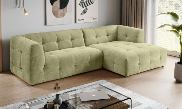 Sofa Astaro in gr�n Webstoff Ecksofa 5-Sitzer 292 x 161 cm