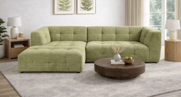 Sofa Astaro in gr�n Webstoff Ecksofa 5-Sitzer 292 x 161 cm