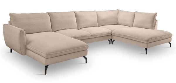 Sofa Palma in beige Cord Ecksofa U-Form 202 x 361 cm