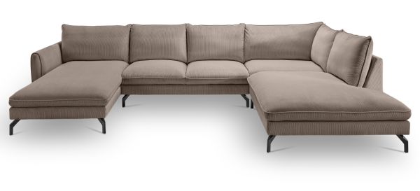 Sofa Palma in braun-beige Cord Ecksofa U-Form 202 x 361 cm