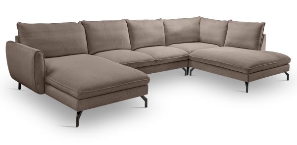 Sofa Palma in braun-beige Cord Ecksofa U-Form 202 x 361 cm