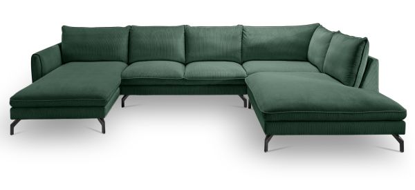 Sofa Palma in gr�n Cord Ecksofa U-Form 202 x 361 cm