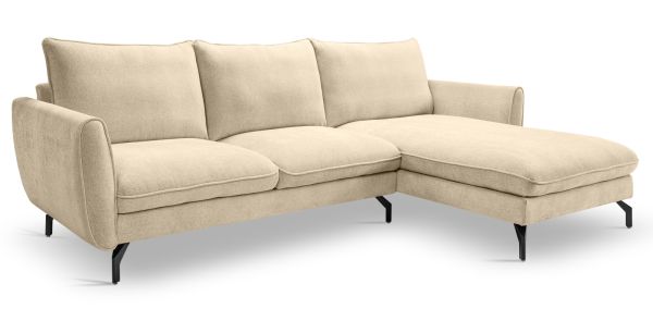 Sofa Palma in beige Webstoff Ecksofa 5-Sitzer 259 x 167 cm