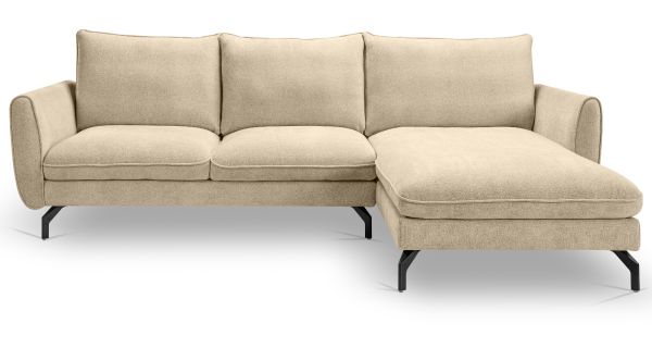 Sofa Palma in beige Webstoff Ecksofa 5-Sitzer 259 x 167 cm