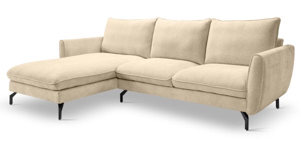 Sofa Palma in beige Webstoff Ecksofa 5-Sitzer 259 x 167 cm
