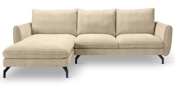 Sofa Palma in beige Webstoff Ecksofa 5-Sitzer 259 x 167 cm