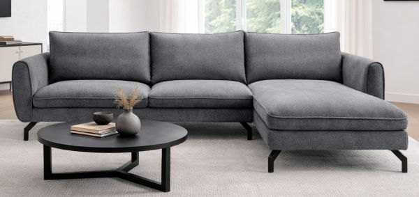 Sofa Palma in grau Webstoff Ecksofa 5-Sitzer 259 x 167 cm