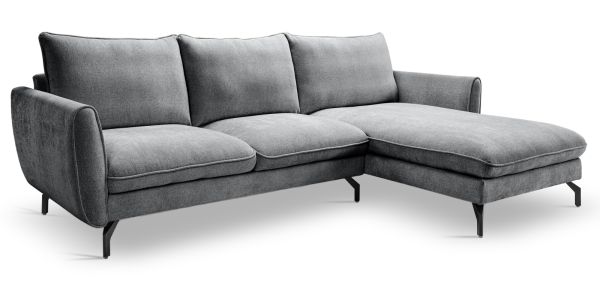 Sofa Palma in grau Webstoff Ecksofa 5-Sitzer 259 x 167 cm