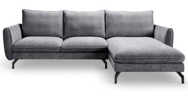 Sofa Palma in grau Webstoff Ecksofa 5-Sitzer 259 x 167 cm