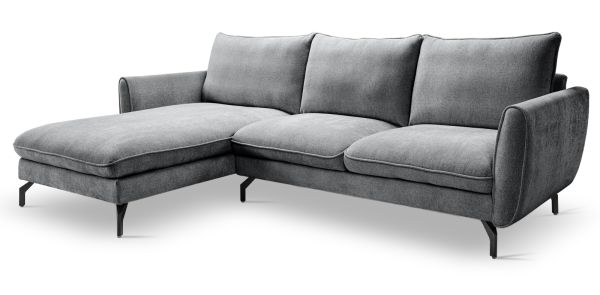 Sofa Palma in grau Webstoff Ecksofa 5-Sitzer 259 x 167 cm