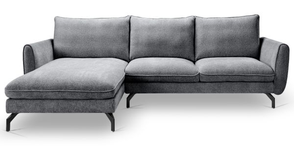 Sofa Palma in grau Webstoff Ecksofa 5-Sitzer 259 x 167 cm