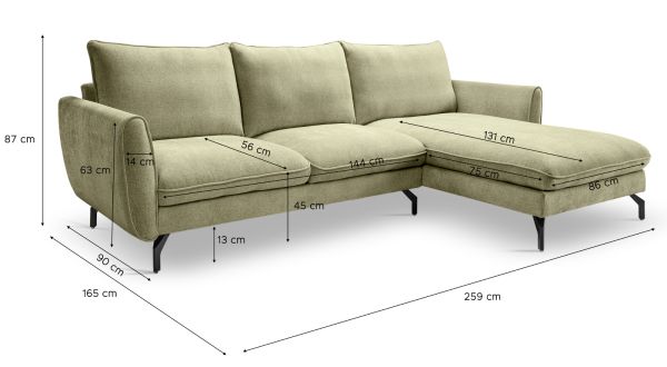 Sofa Palma in gr�n Webstoff Ecksofa 5-Sitzer 259 x 167 cm