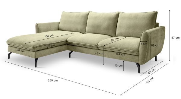 Sofa Palma in gr�n Webstoff Ecksofa 5-Sitzer 259 x 167 cm